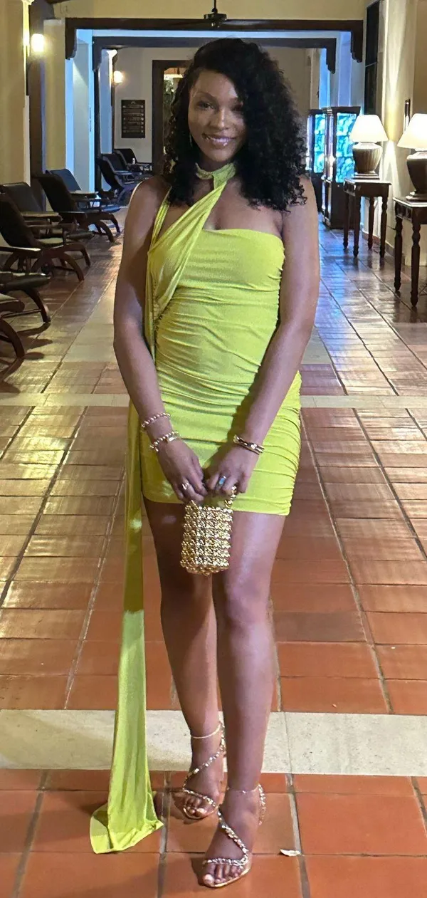 Lime Green Club L London Ruched Asymmetric Mini Dress with Attached Scarf - Image 3
