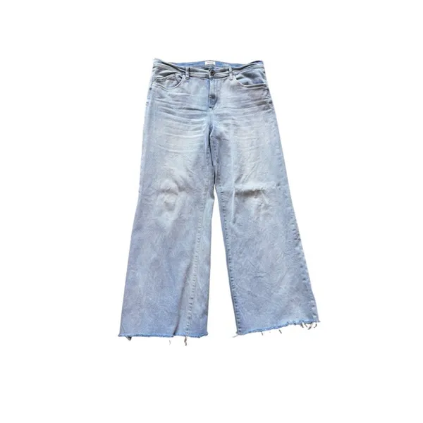 Kensie High Rise Wide Leg Light Wash Blue Stretch 5-Pocket Frayed Hem Jeans 14 - Image 9