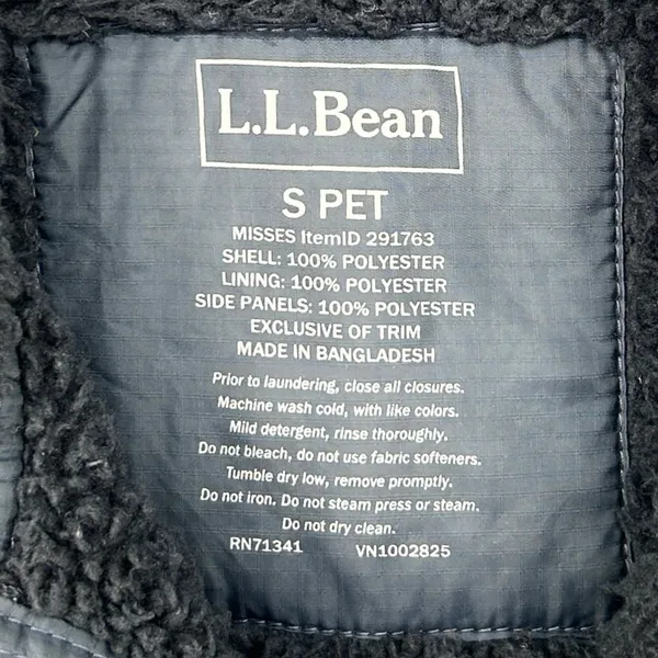 L.L.Bean‎ Vest Womens Quilted Fleece Lined Ski Hiking Navy Blue Small Petite SP - Image 7