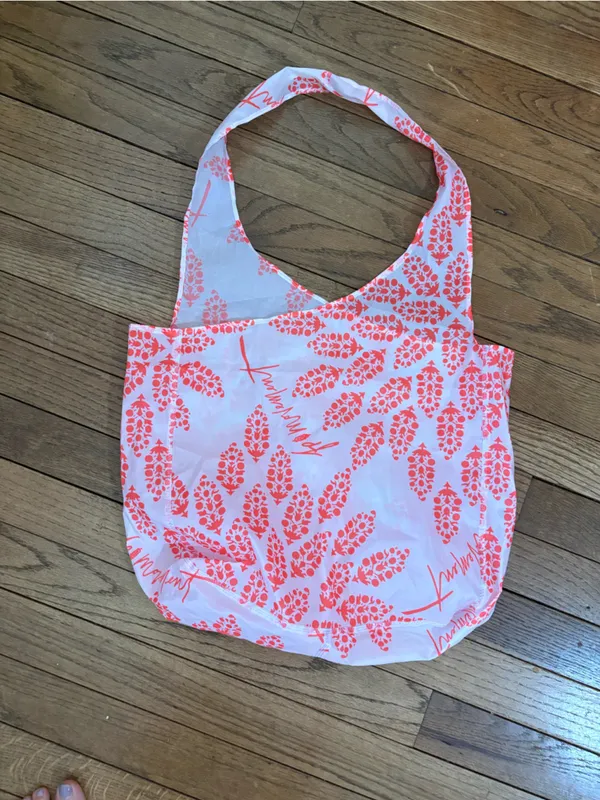 Free People FP Movement Reusable Tote Bag Coral Pink Floral Ripstop Shopper - Image 4