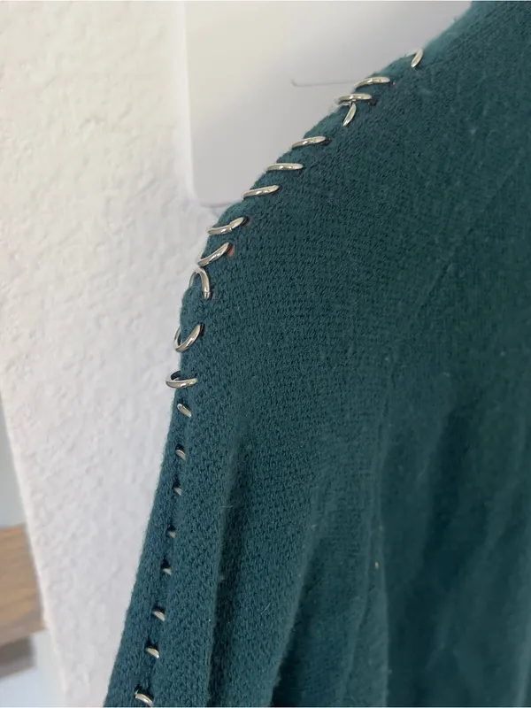 The Kooples Pullover Sweater with Piercings in Dark Green - Image 4