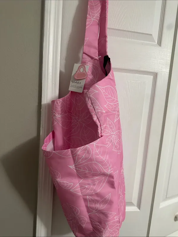 Source Unknown Pink with white Leaf-Print Yoga Mat Bag NWT - Image 2