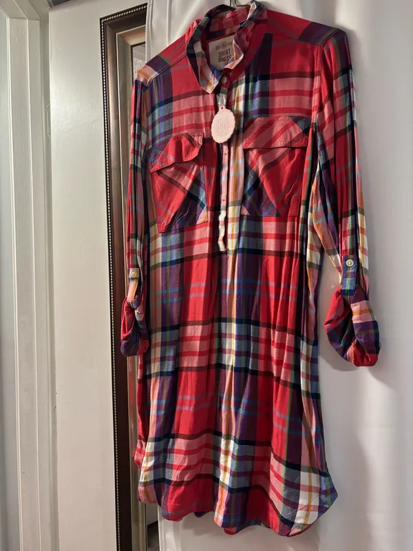 Flannel checker dress Red Size L - Image 2