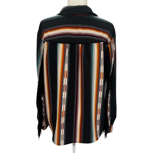 Wrangler Retro Western Stripe Fringe Shirt XXL Southwest Aztec Button Down - Image 3