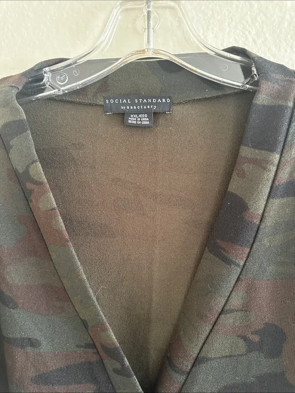 Social Standards Women's Camo Button-Front Cardigan - Olive Camo - Image 2