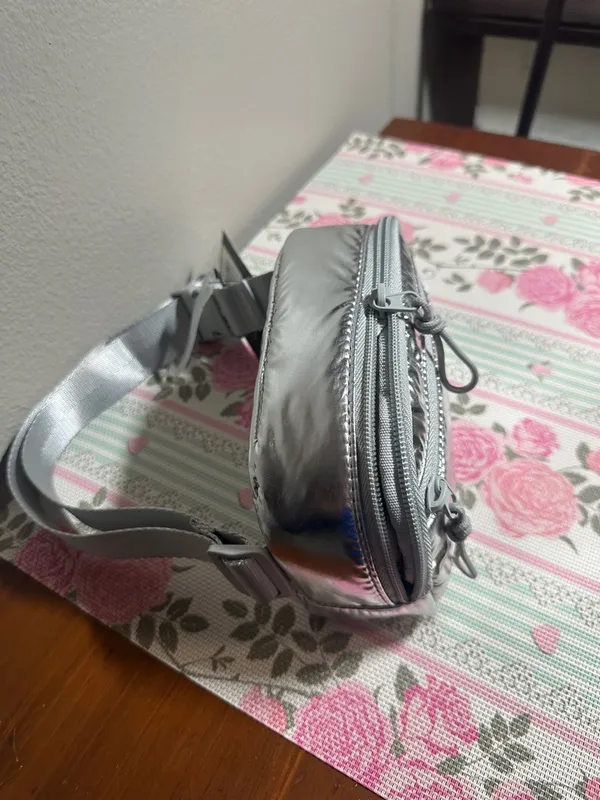 Adjustable Metallic Silver Mini Crossbody Bag NWT - Image 2
