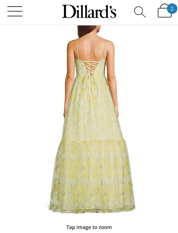 Dillard's Dress Prom Yellow - Image 3