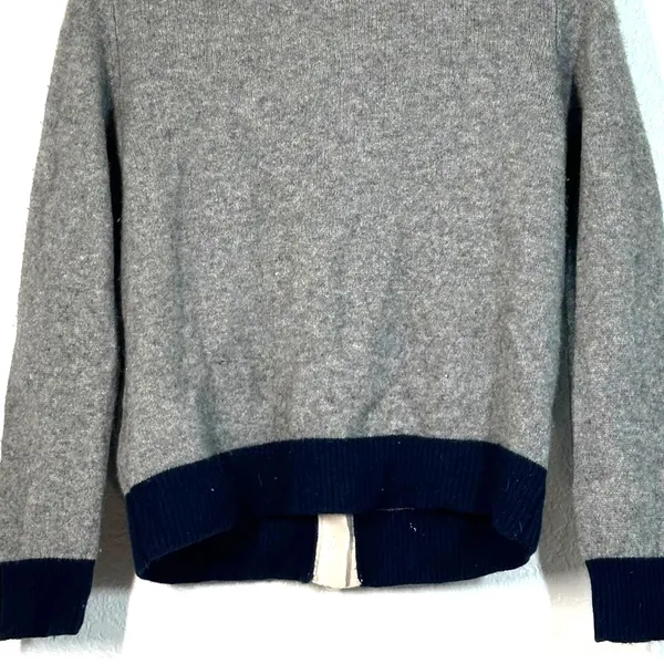 Rag & Bone S Cashmere Sweater button-down cardigan knit Gray Navy V-neck Luxury - Image 5