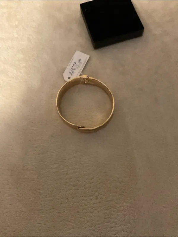 Polished Gold Cuff Bracelet with Subtle Hammered Texture - Image 6