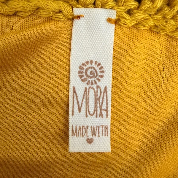 Mora‎ Mustard Yellow Crochet Floral Medallion Fringe Mini Skirt One Size Boho - Image 6