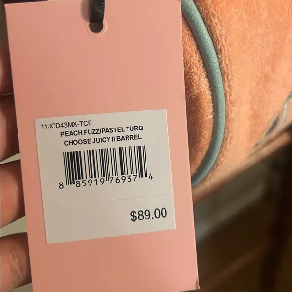 Juicy Couture Choose Juicy II Barrel Bag Peach Fuzz/ Pastel Turquoise - Image 3
