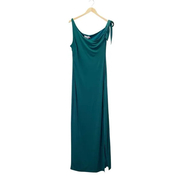 NWT Hello Molly Fashion Standard One-Shoulder Maxi Dress Emerald Green Size 10 - Image 3