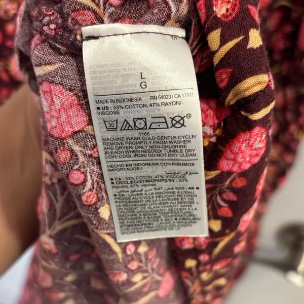 Old Navy Floral Babydoll Dress Large Red Pink Boho Cottagecore Mini - Image 5