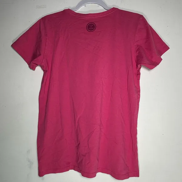 Life Is Good Womens Crusher Tee Pink Paw Print V-Neck Cotton‎ T-Shirt Medium - Image 2