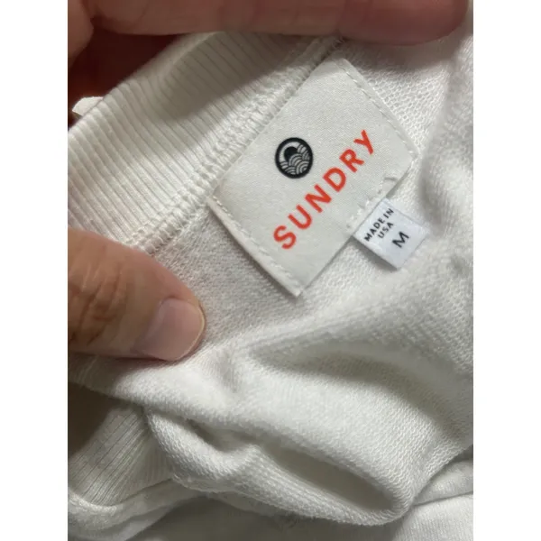 Sundry Anthropologie California Love Heart Graphic Sweatshirt White Grey Striped - Image 10