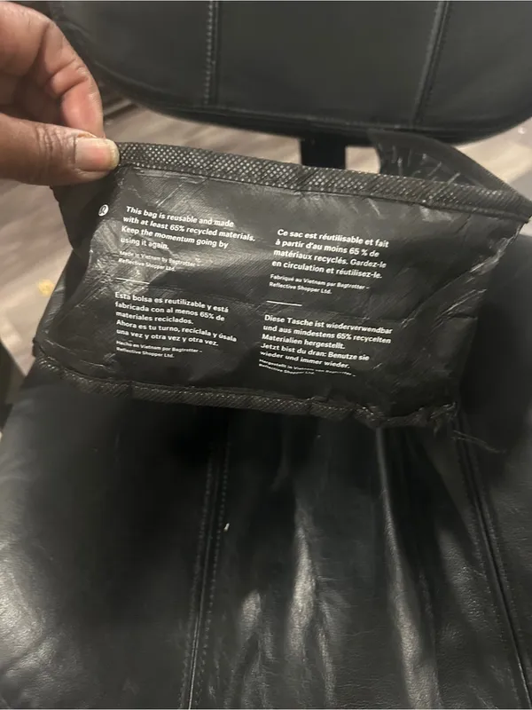 lululemon athletica Black Logo reusable Tote bag perfect for packing lunch. - Image 5