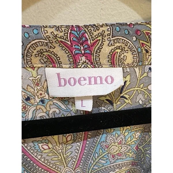Boemo Dress Silky Paisley Maxi Size Large Short‎ Sleeve - Image 6