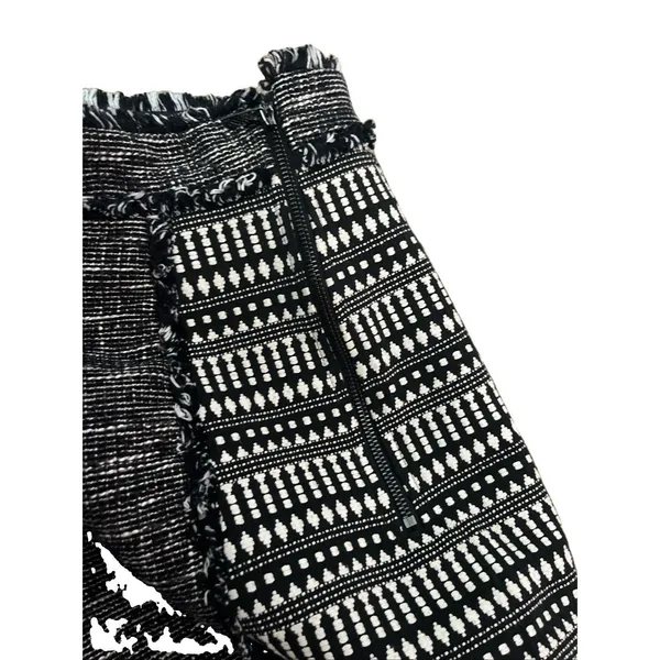 French Connection Tweed Skirt Women’s Black/White Fringe Mini Size 2 Twee Preppy - Image 4