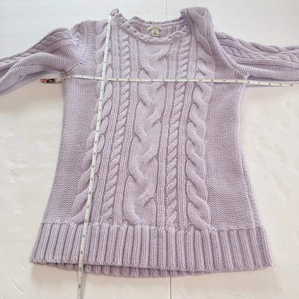 LL Bean Lilac Purple Double L Mixed Cable Crew Neck Pullover Cotton Sweater XS - Image 7