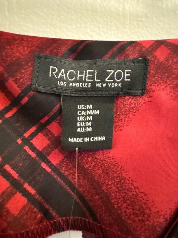 Rachel Zoe Cherry Red Plaid Slip Maxi Dress Medium - Image 3
