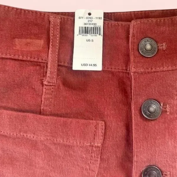 Women’s Aerie Hi Waisted A line Corduroy Mini Skirt Orange Small NWT - Image 2