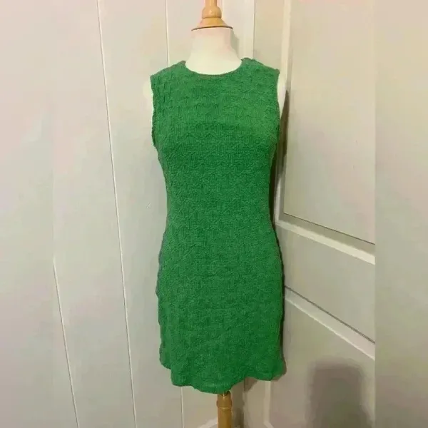 Anthropologie $128 Porridge Clothing Green Textured Knit Mini Dress St Patrick’s - Image 2
