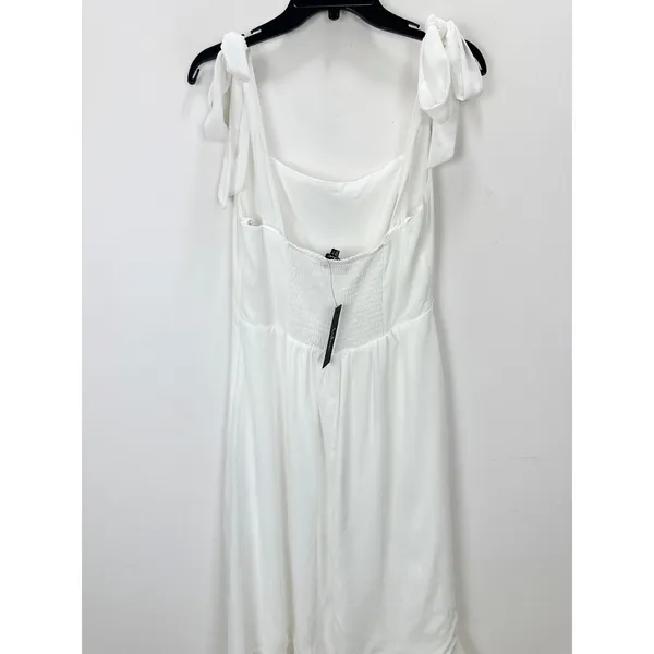 Lulus Summer Invite White Tie-Strap Tiered Midi Dress Wedding Bridal XL NWT - Image 11