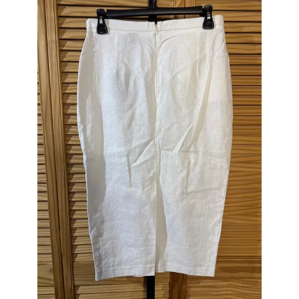 ASOS White Linen Blend High Waist Midi Skirt Size 6 New with Tags - Image 2