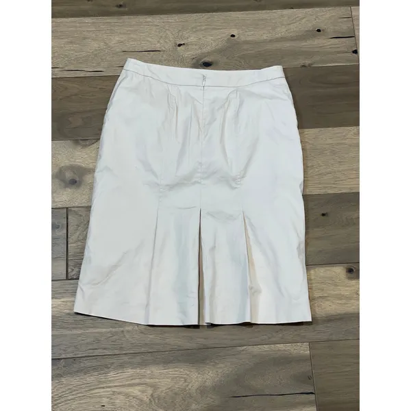 J.Crew Original Fit Beige Pencil Skirt Cotton Fully Lined Back Pleat Detail Sz 6 - Image 7