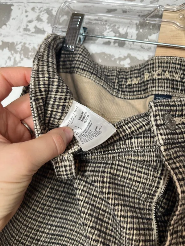 American Eagle | women velvet corduroy plaid bootcut pants - Image 3