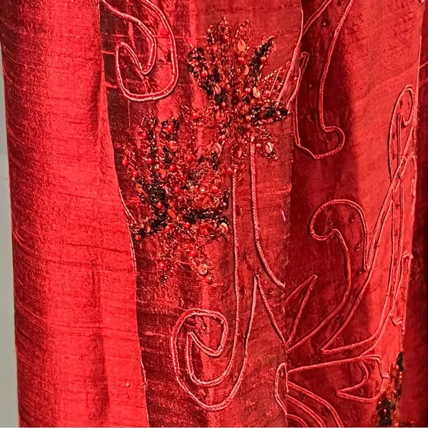 Vintage Anage Red Silk Beaded Sequins Kimono Jacket Sz S Artsy Boho Embroidered - Image 11