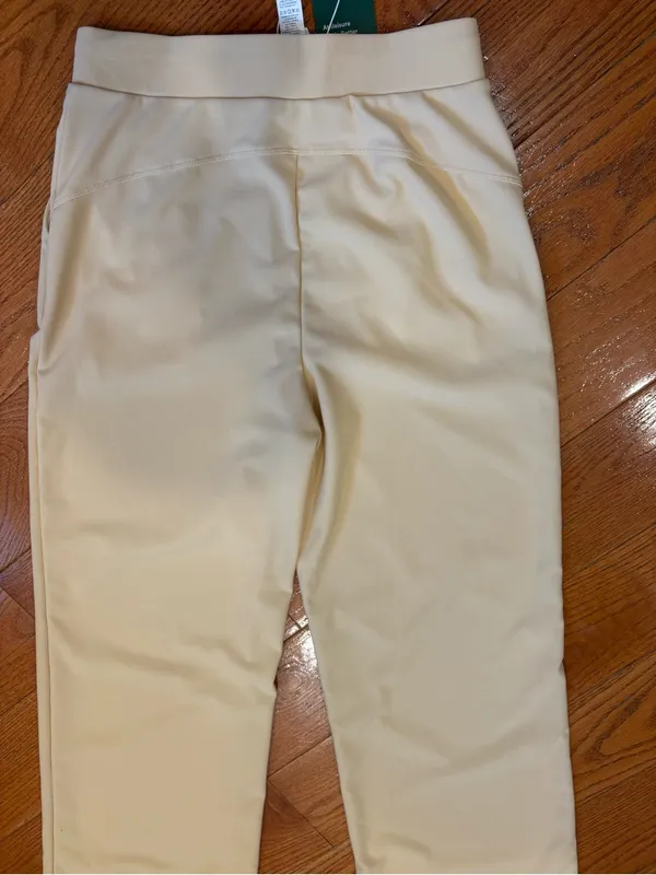 NWT Halara Flex MicroWaffle Wide Leg Cropped Pants Yellow Small Athleisure - Image 5