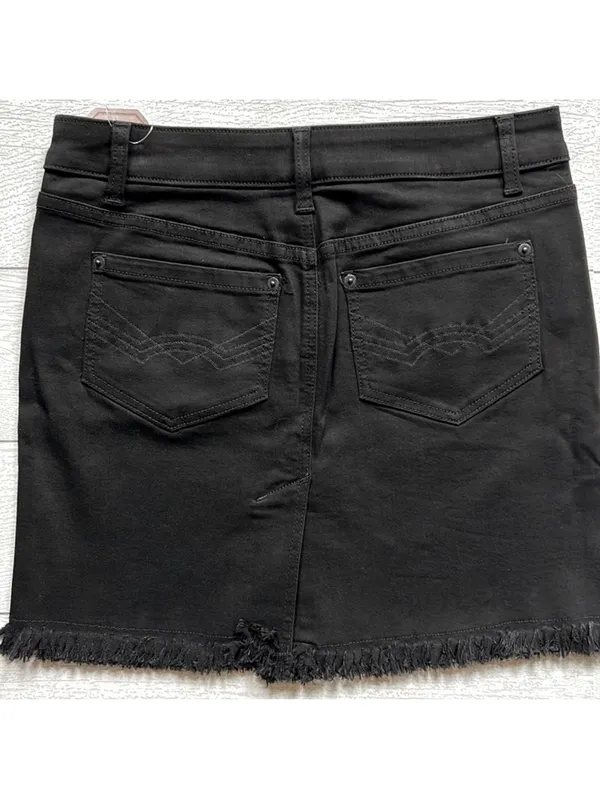 Idyllwind Jean Skirt Frayed Studded mini denim Fueled By Miranda Lambert Black - Image 3
