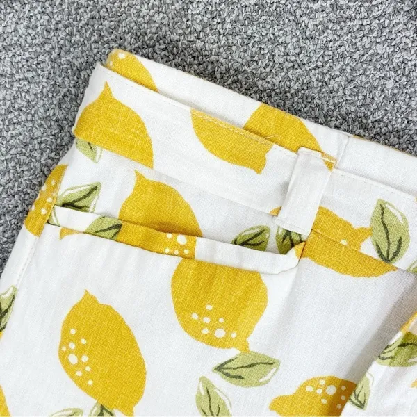 Loft Tie Waist Linen Blend Lemons Print Chino Shorts Ivory Yellow 6 Cuffed‎ - Image 3