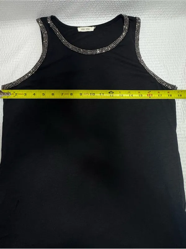 Sis sis Black Beaded Trim Tank Top large - Image 4