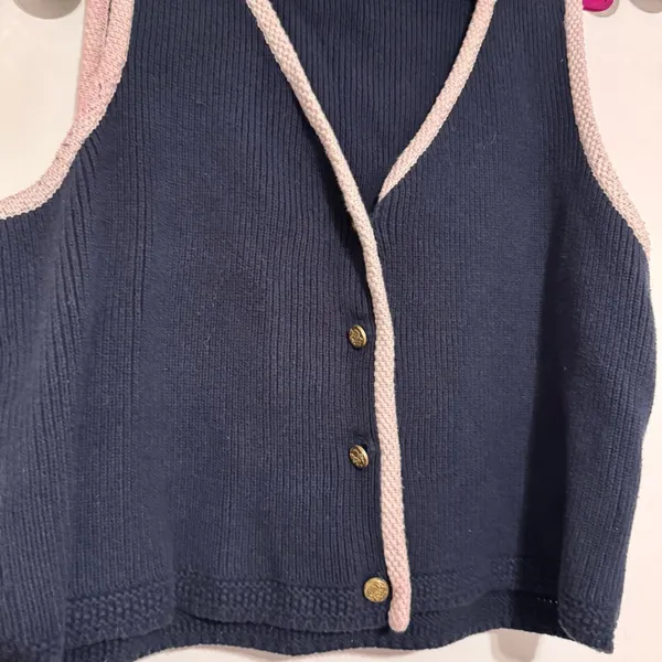 Abercrombie and Fitch navy blue Mara knit vest contrast sweater top - Image 4