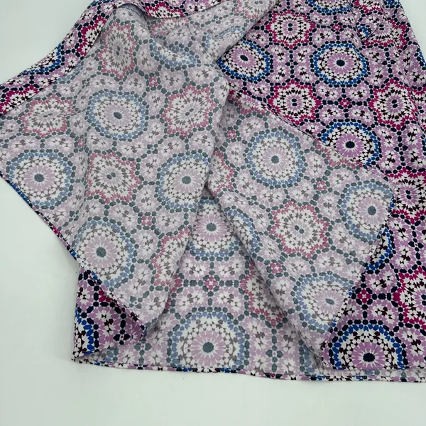 Loft Petites Skirt Womens 10P Purple Geometric Medallion Linen Blend Wrap Midi - Image 4
