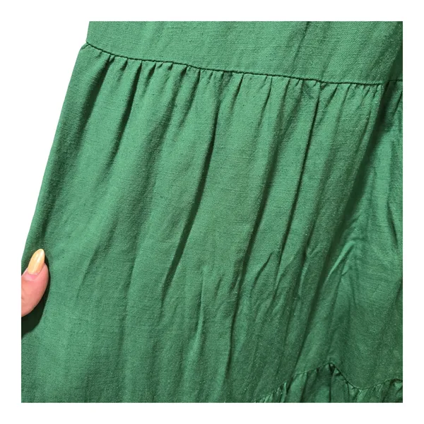 Jason Wu Emerald Green Ruffle V-Neck Tiered Maxi Women's Dress‎ Size: L - Image 3