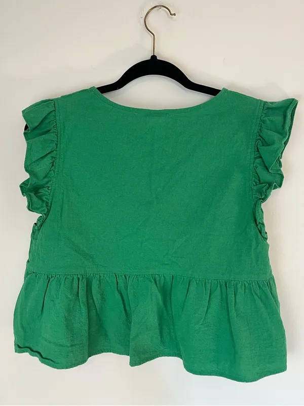 Green Peplum Top Size M - Image 2