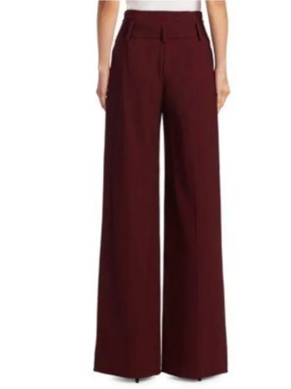 Theory Camogie High Waist Belted Wool Blend Wide Leg Trouser Pants in Graham - Image 2
