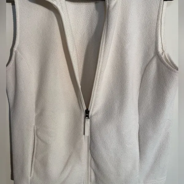 Chadwicks White Ivory Sherpa Fleece Zip-up Vest - Size Large - Image 4