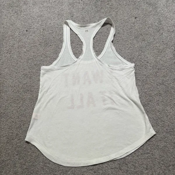 Victoria's Secret White Racerback Tank with Red ‘I Want It All’ Print - Image 4