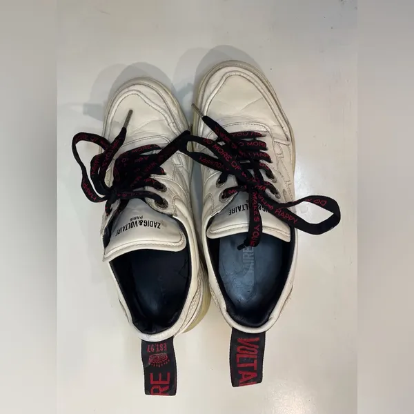Zadig & Voltaire Women’s Blaze Stylish White Leather Sneakers Size‎ 7.5 (38) - Image 4