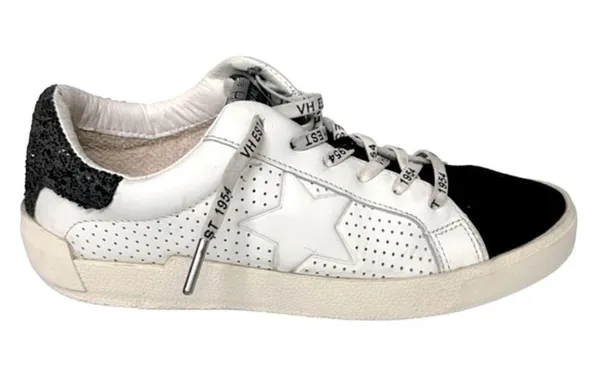 Vintage Havana White Star Black Suede Toe Sequin Heel Rollin 3 Sneakers Size 8.5 - Image 4