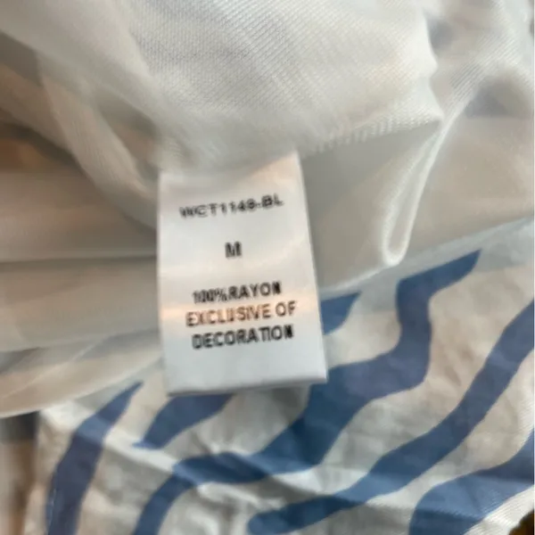 THML Blue and White Pattern Short Sleeve Dress Boho- Size M - Image 3