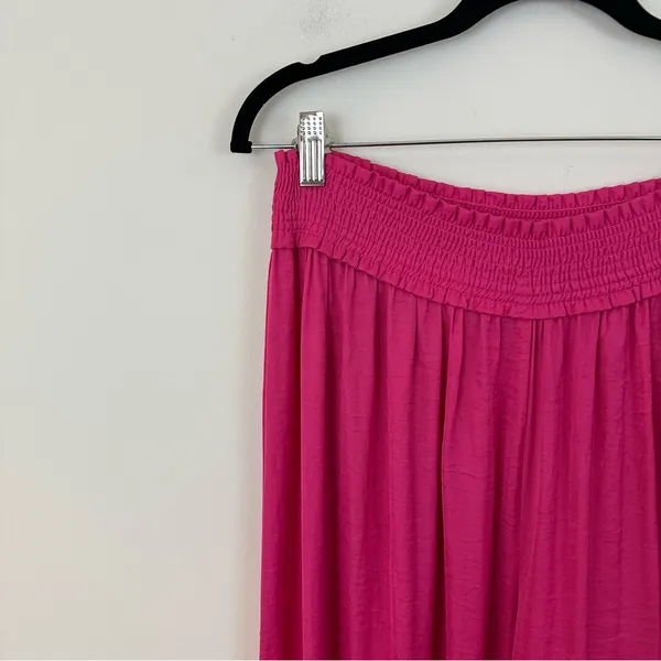 Zara Hot Pink Elastic Waist Wide Leg Flowy Pants Size Small Women's - Image 2