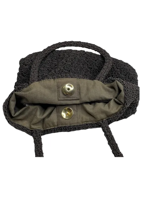 Express Paris 𖣴 Top Handle Woven Crochet Mini Handbag Bag 𖤗 Espresso Brown 𖤗 - Image 11