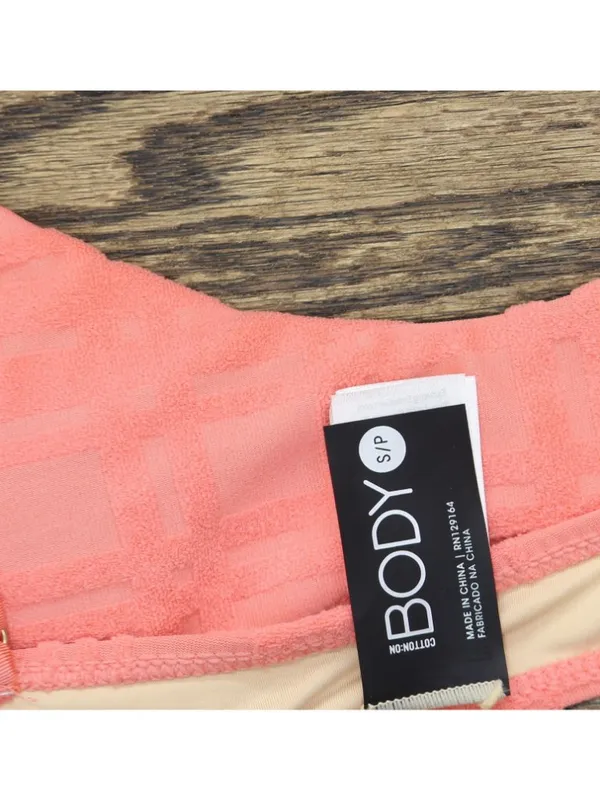 NEW Cotton On Womens Super Scoop-Neck Bikini Top Shell Pink Terry Jacquard S - Image 6