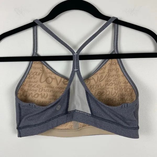 Lululemon Flow Y Bra Blue White Stripe Women’s Size 8 Active Sports Bra Light - Image 4