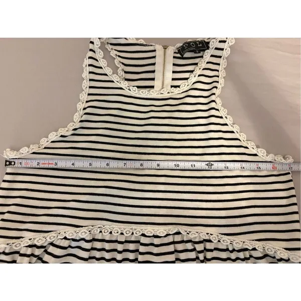 POL Striped Lace Trim Tunic Tank Top Boho Babydoll S - Image 9